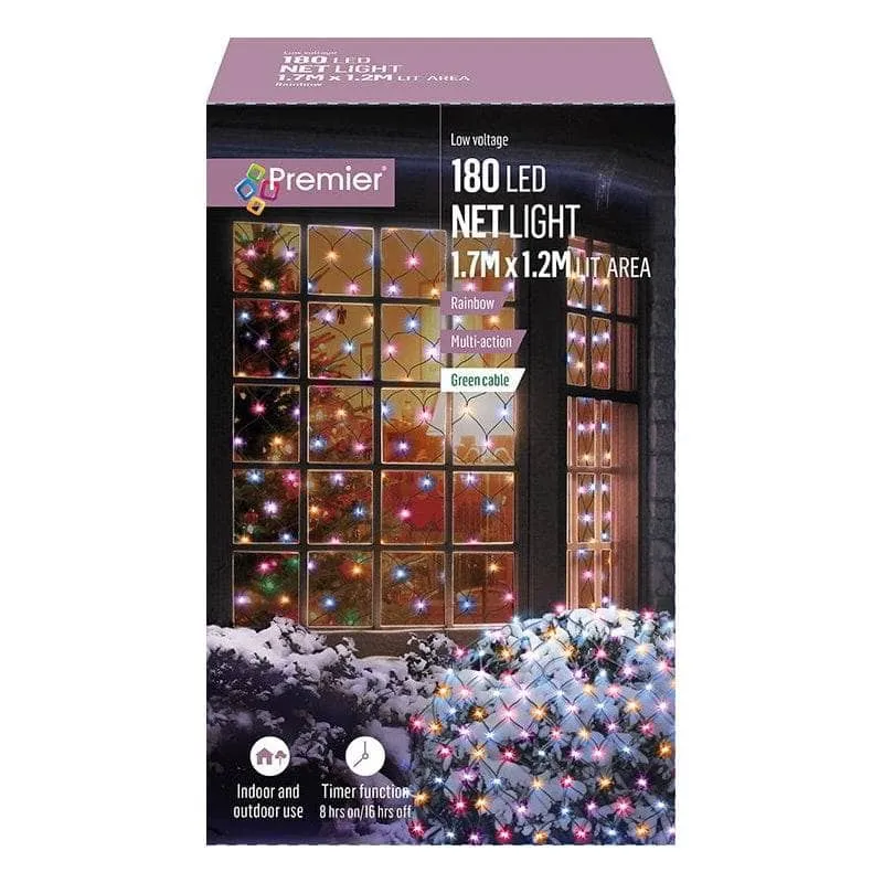 180 Rainbow LED Christmas Net Lights