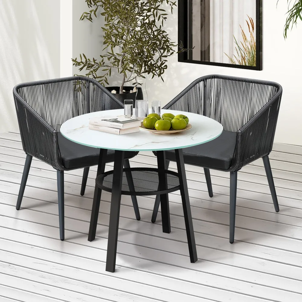 3PCS Outdoor Dining Set Marble-style Table