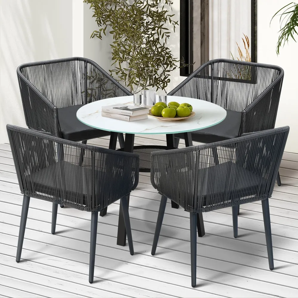 5PCS Outdoor Dining Set Marble-style Table