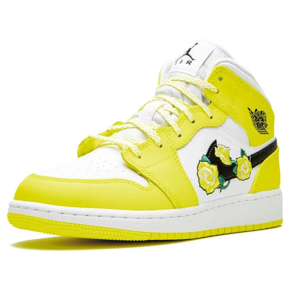 Air Jordan 1 Mid SE GS 'Rose Patch - Dynamic Yellow'