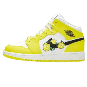 Air Jordan 1 Mid SE GS 'Rose Patch - Dynamic Yellow'