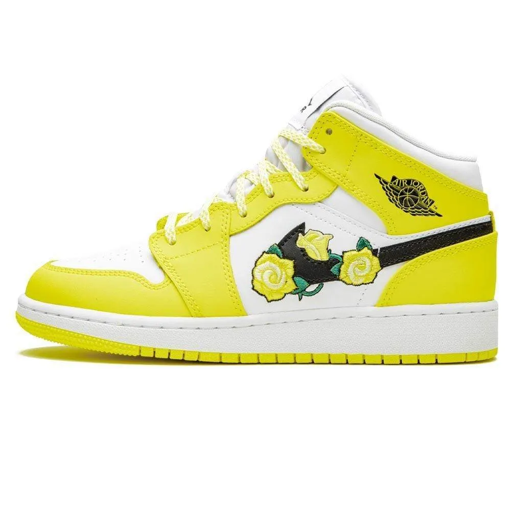 Air Jordan 1 Mid SE GS 'Rose Patch - Dynamic Yellow'