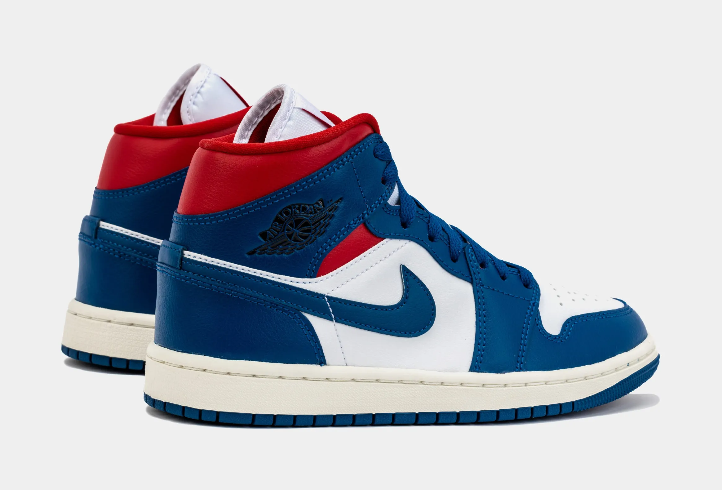 Air Jordan 1 Retro Mid French Blue Womens Lifestyle Shoes (Navy/Red)