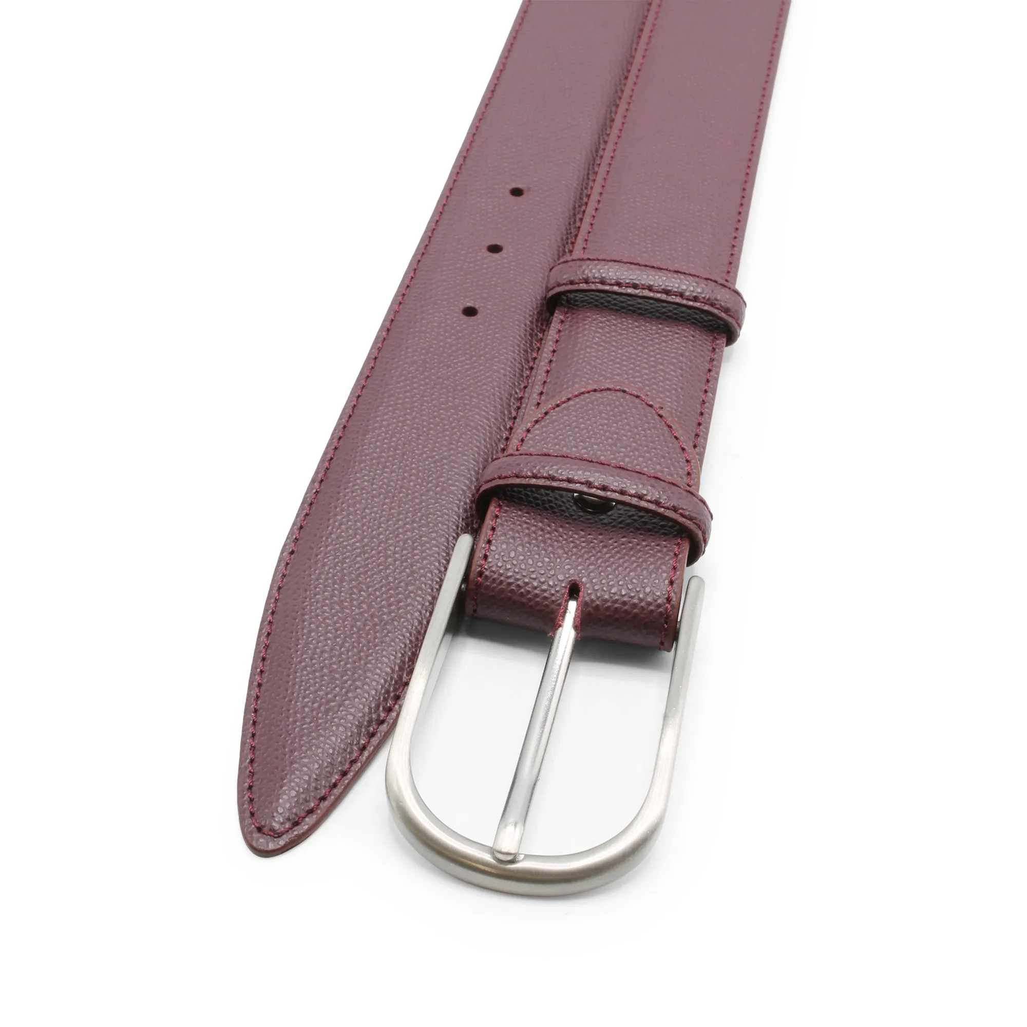 Burgundy Dauphin Satin Silver Prong Belt