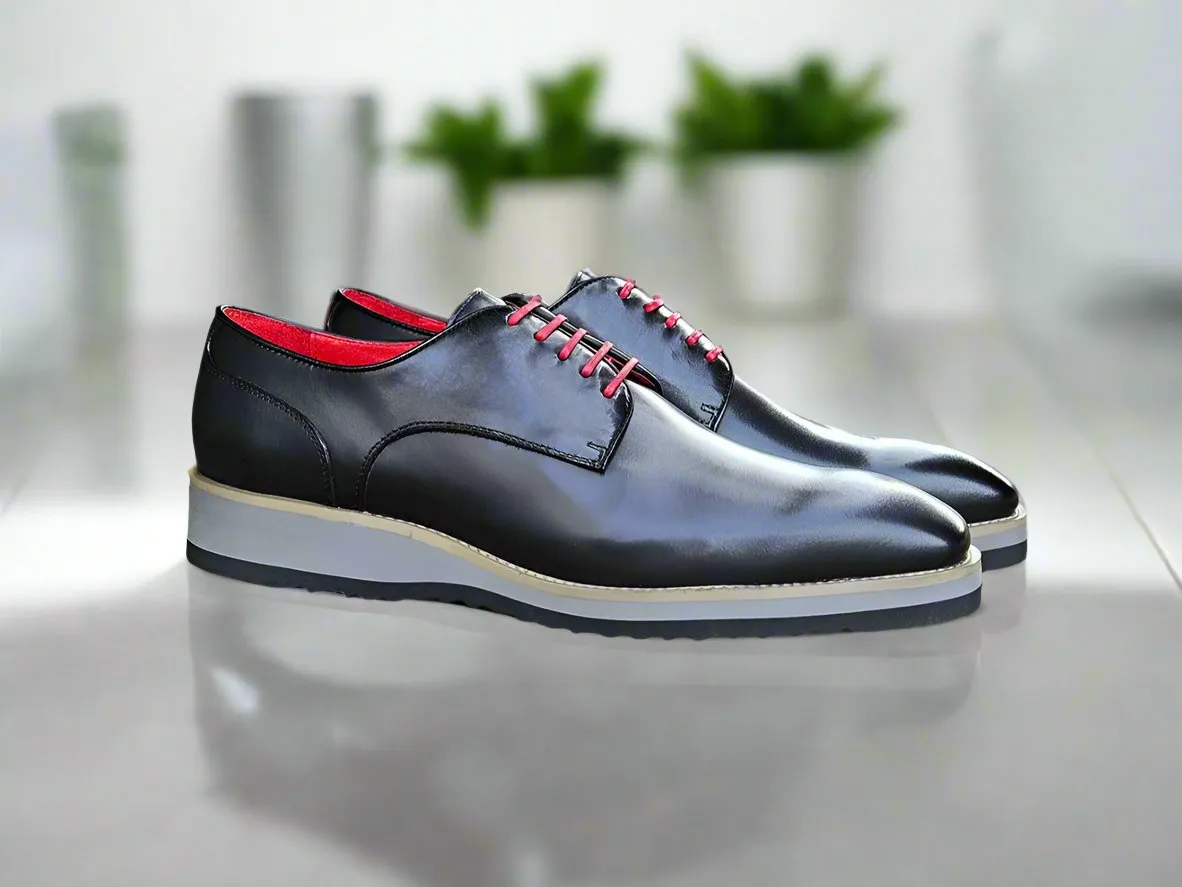 Burnished Lace-up Leather Derby