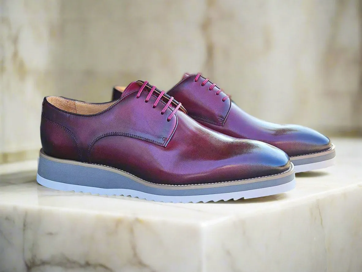 Burnished Lace-up Leather Derby