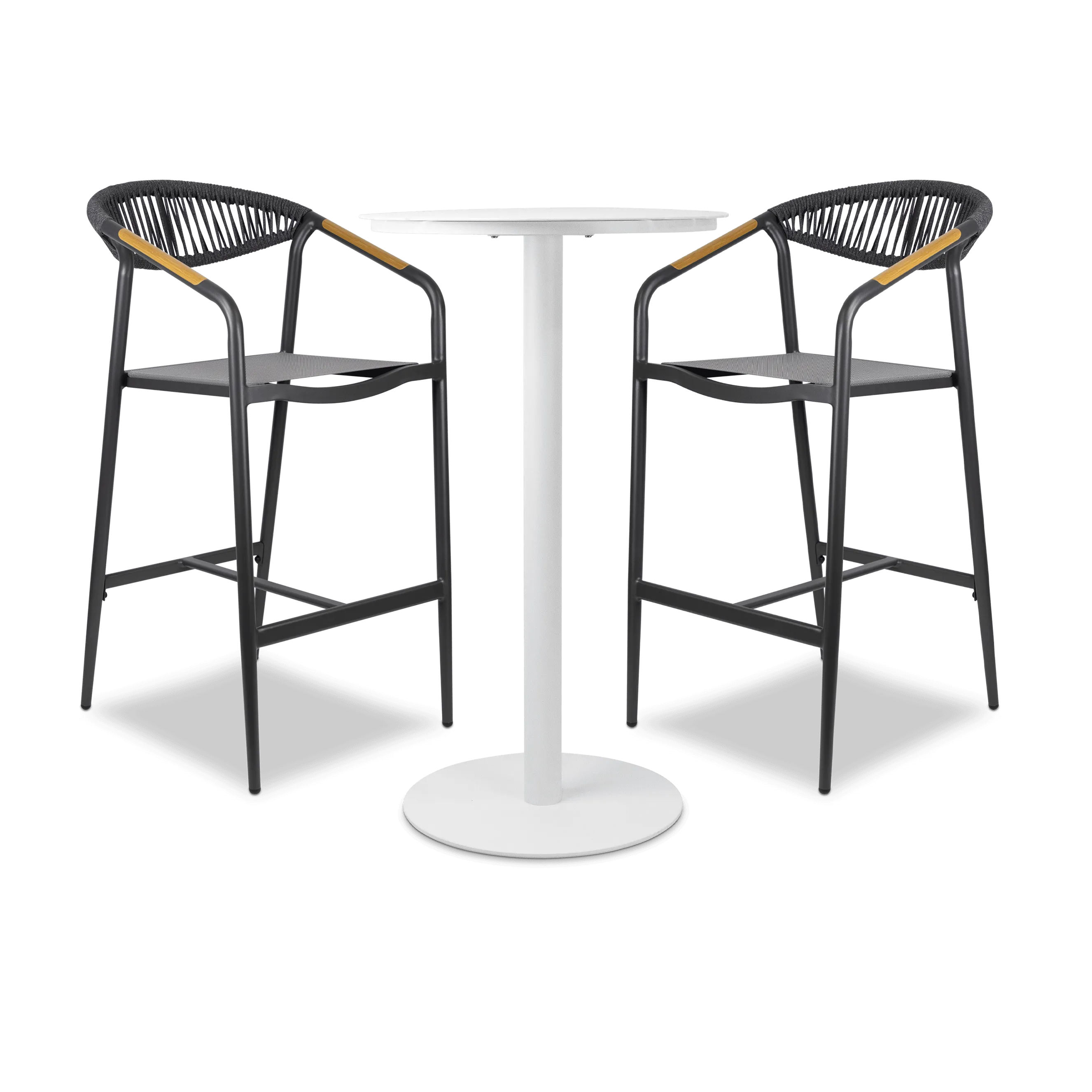 Cafe Collection Round 3pc Bar Suite in White Aluminium