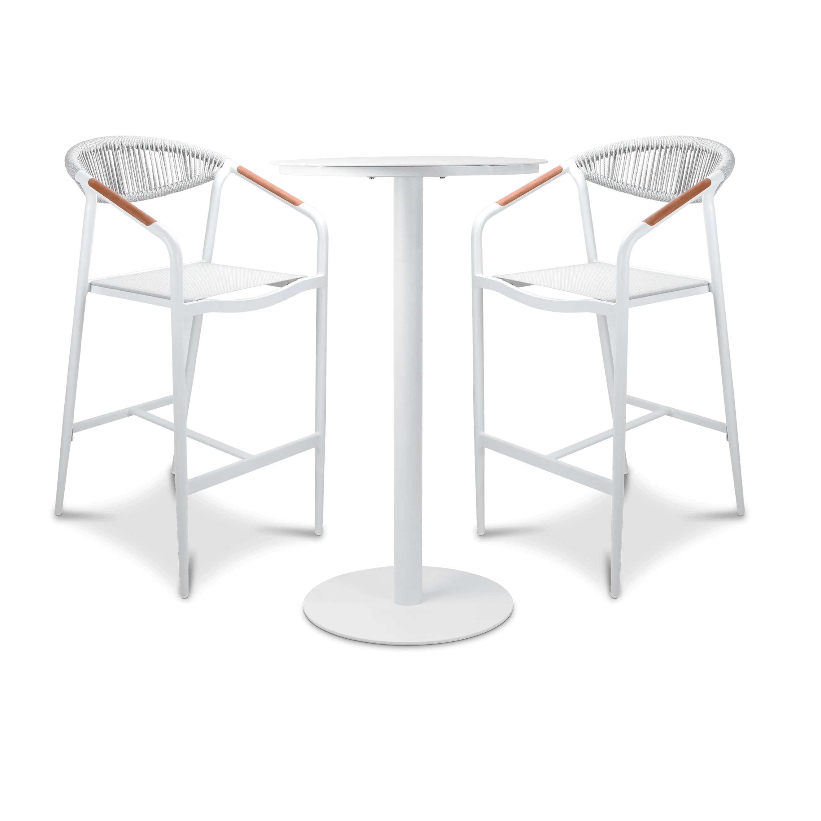 Cafe Collection Round 3pc Bar Suite in White Aluminium