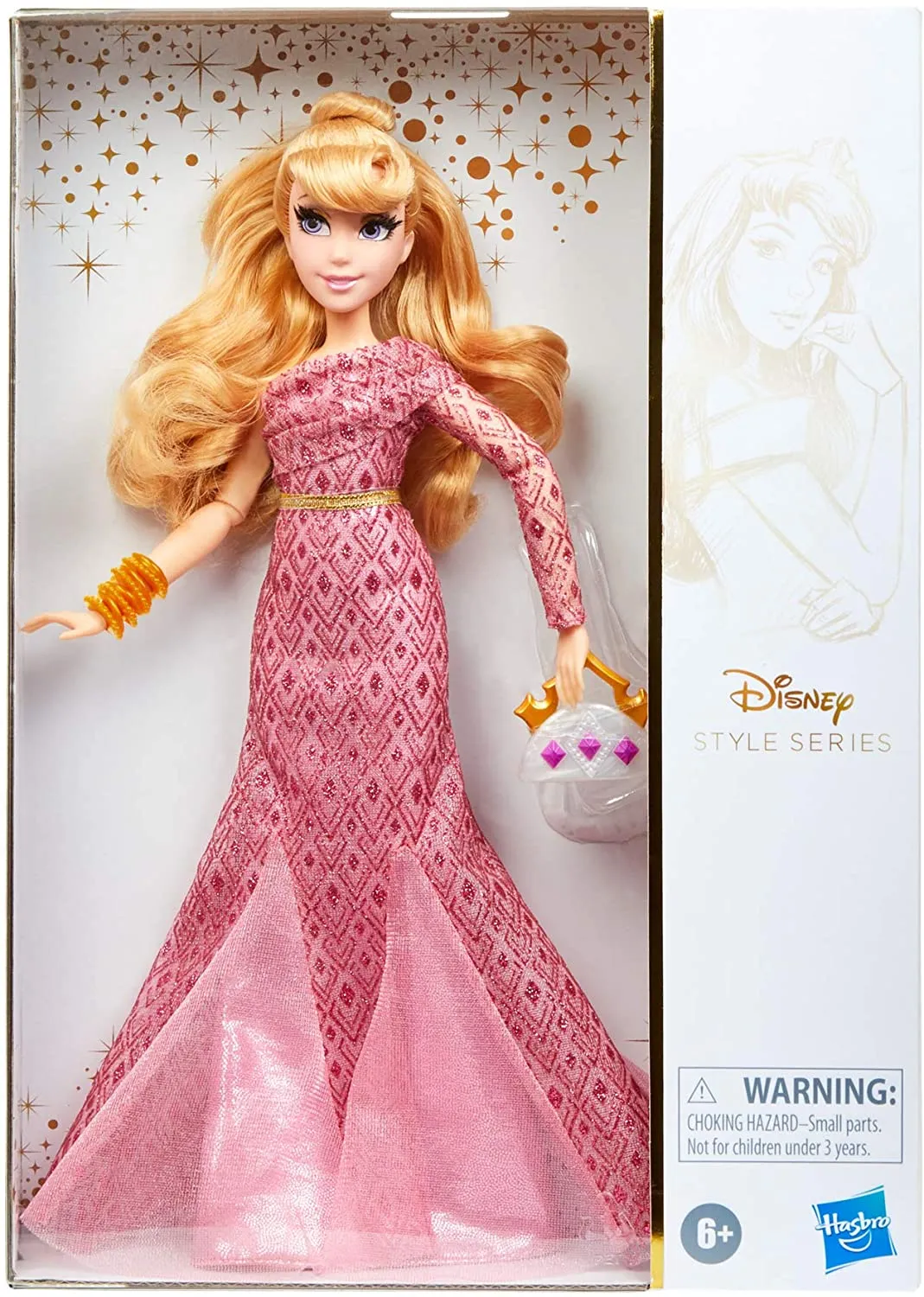 Disney Princess Style Series Aurora Fashion Doll, Contemporary Style Dress with Earrings, Purse, and Shoes, Toy for Girls 6 and Up