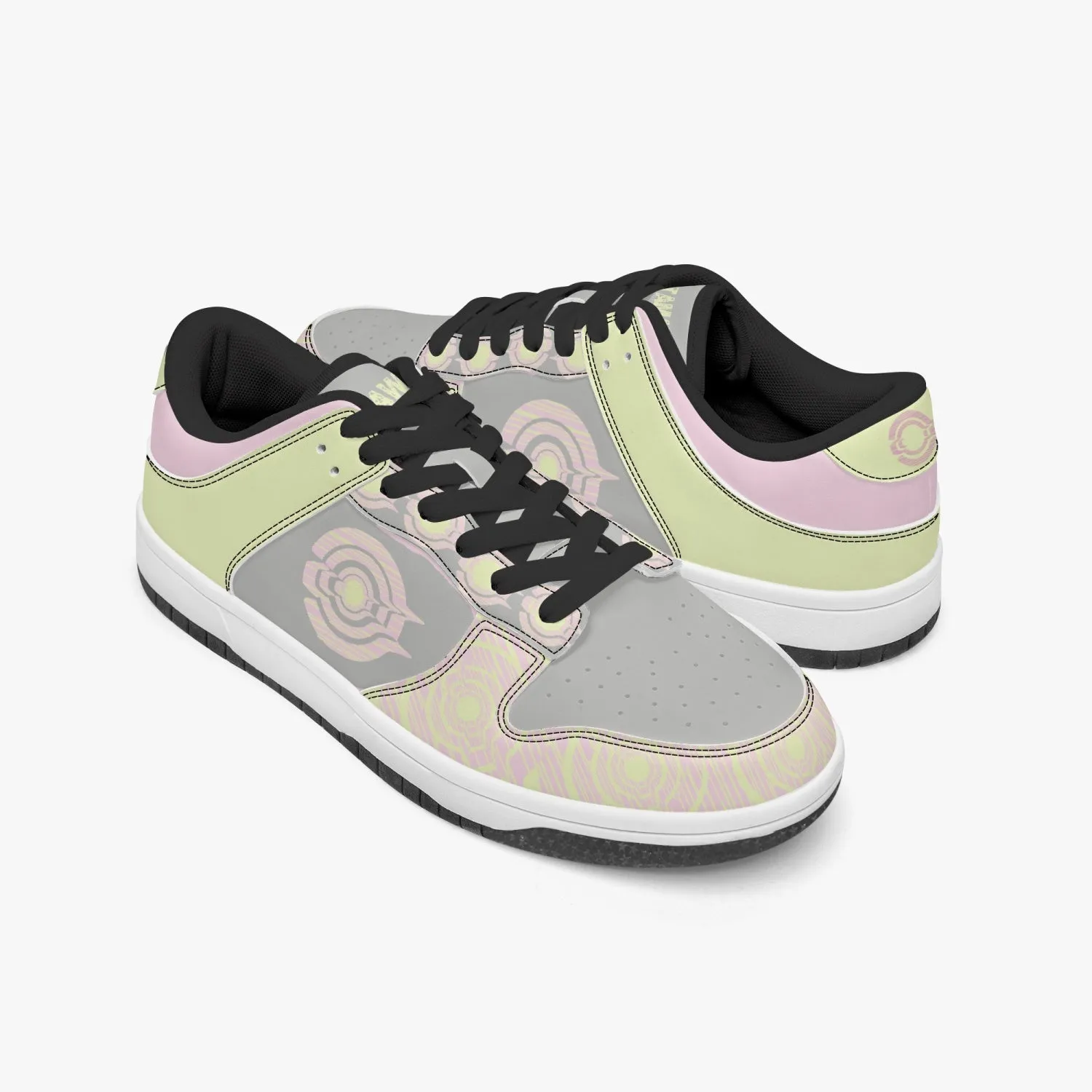 Dunk Stylish Low-Top Leather Sneakers Pink/Yellow