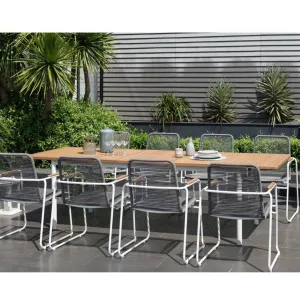 Edgartown 7pc Outdoor Dining Set - Extendable 85-105" with  Slatted Wood