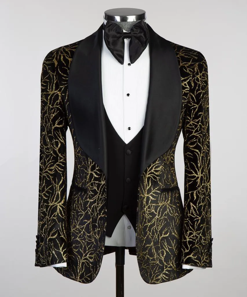 Gold Design Black Tuxedo Wedding Party