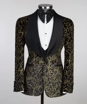 Gold Design Black Tuxedo Wedding Party