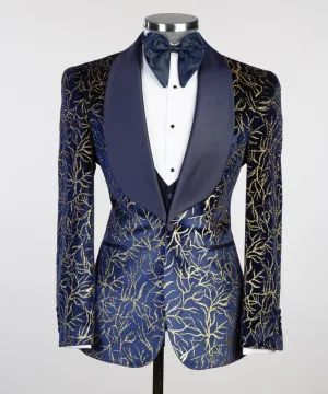 Golden Designed Blue Tuxedo