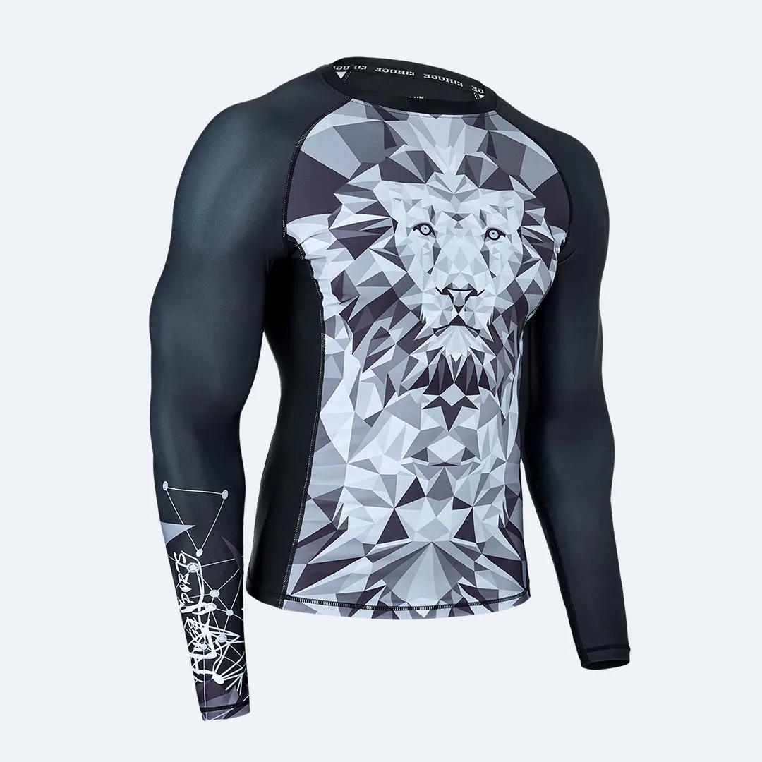 Graphic UPF50  Long Sleeve Rash Guards for Men - Lion Style