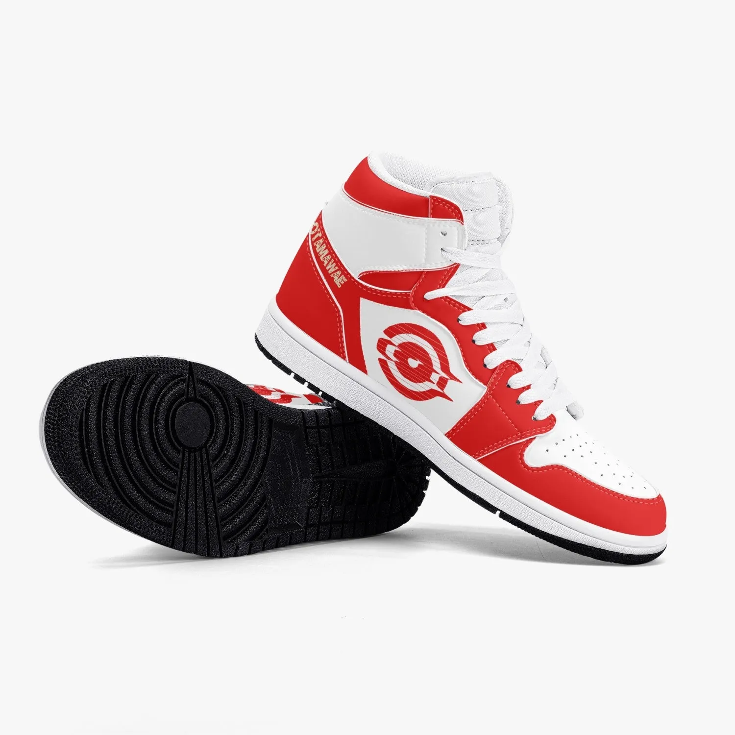 High-Top Leather Sneakers Red/White