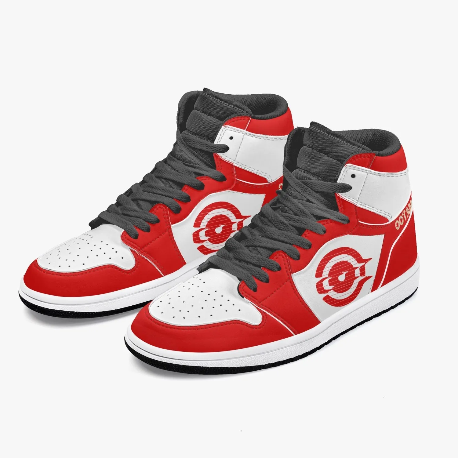 High-Top Leather Sneakers Red/White