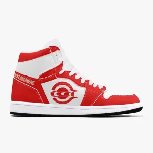 High-Top Leather Sneakers Red/White