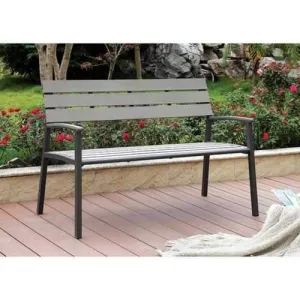 Isha Transitional Style Patio Bench, Gray