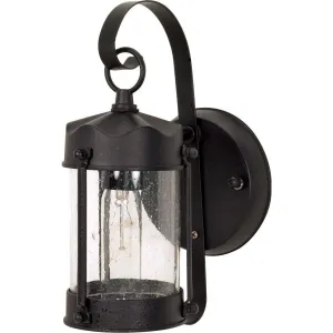 Lantern in Textured Black Finish with Clear Seed Glass