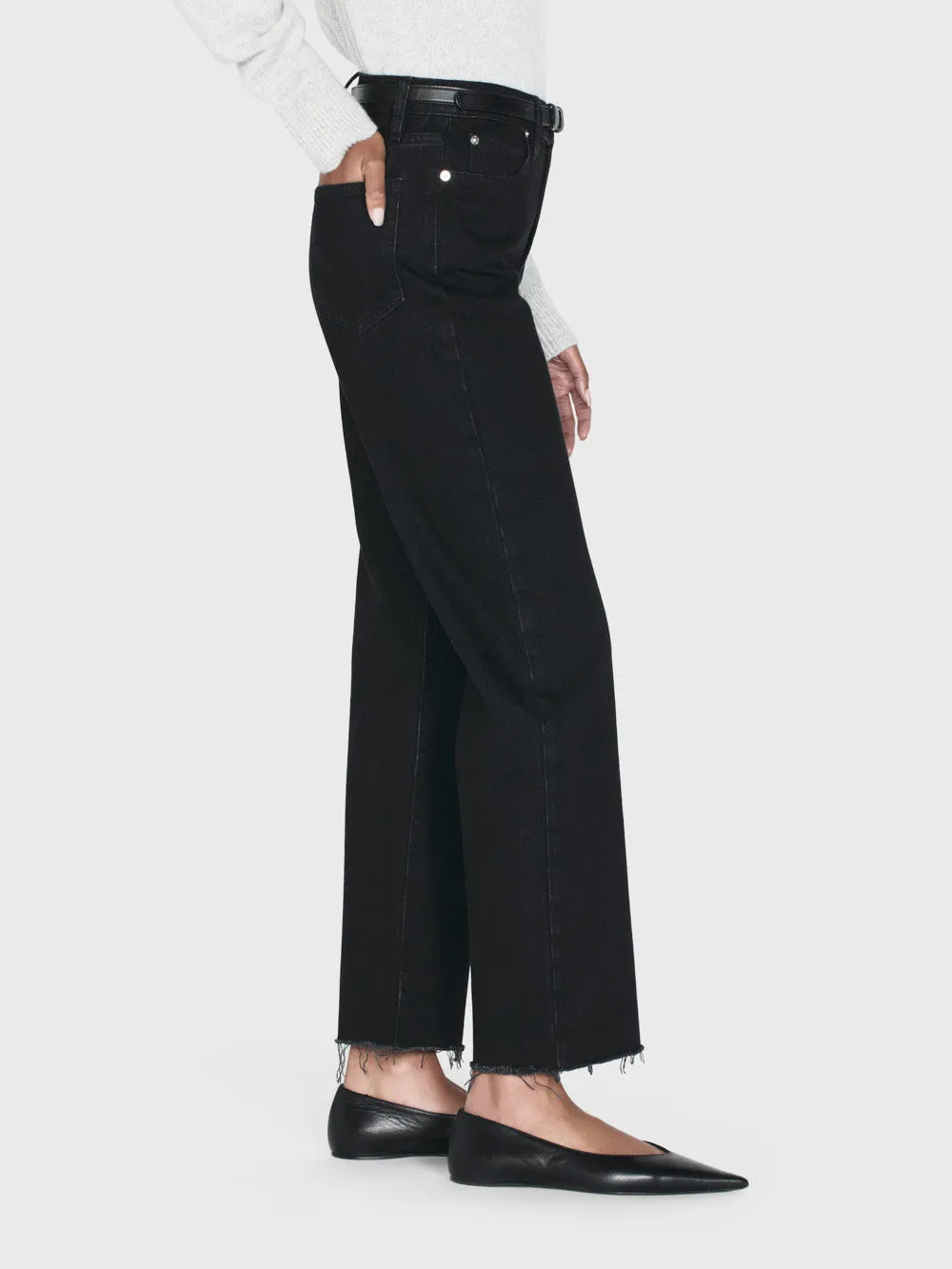 Le Jane Crop Raw Fray -- Black