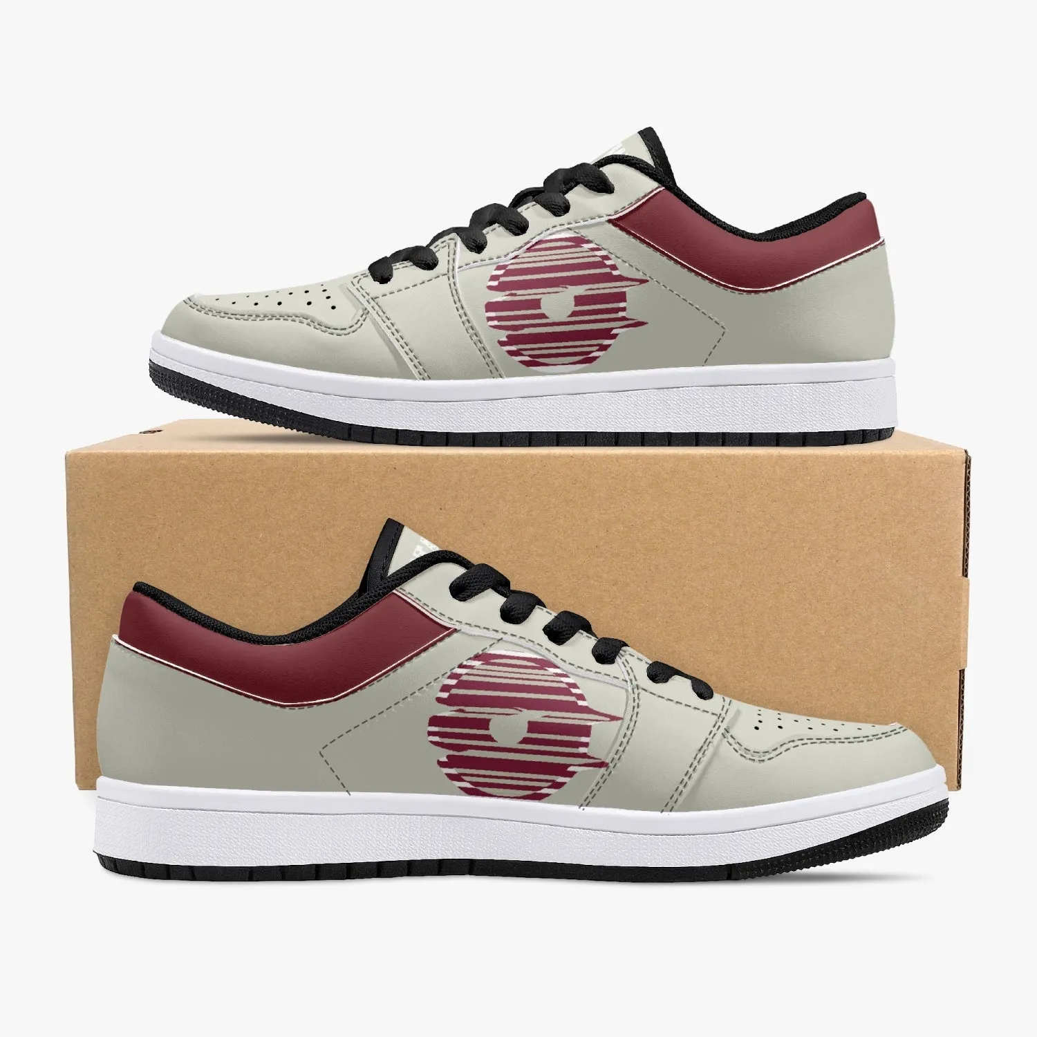 Low-Top Leather Sneakers - Beige/Tinto