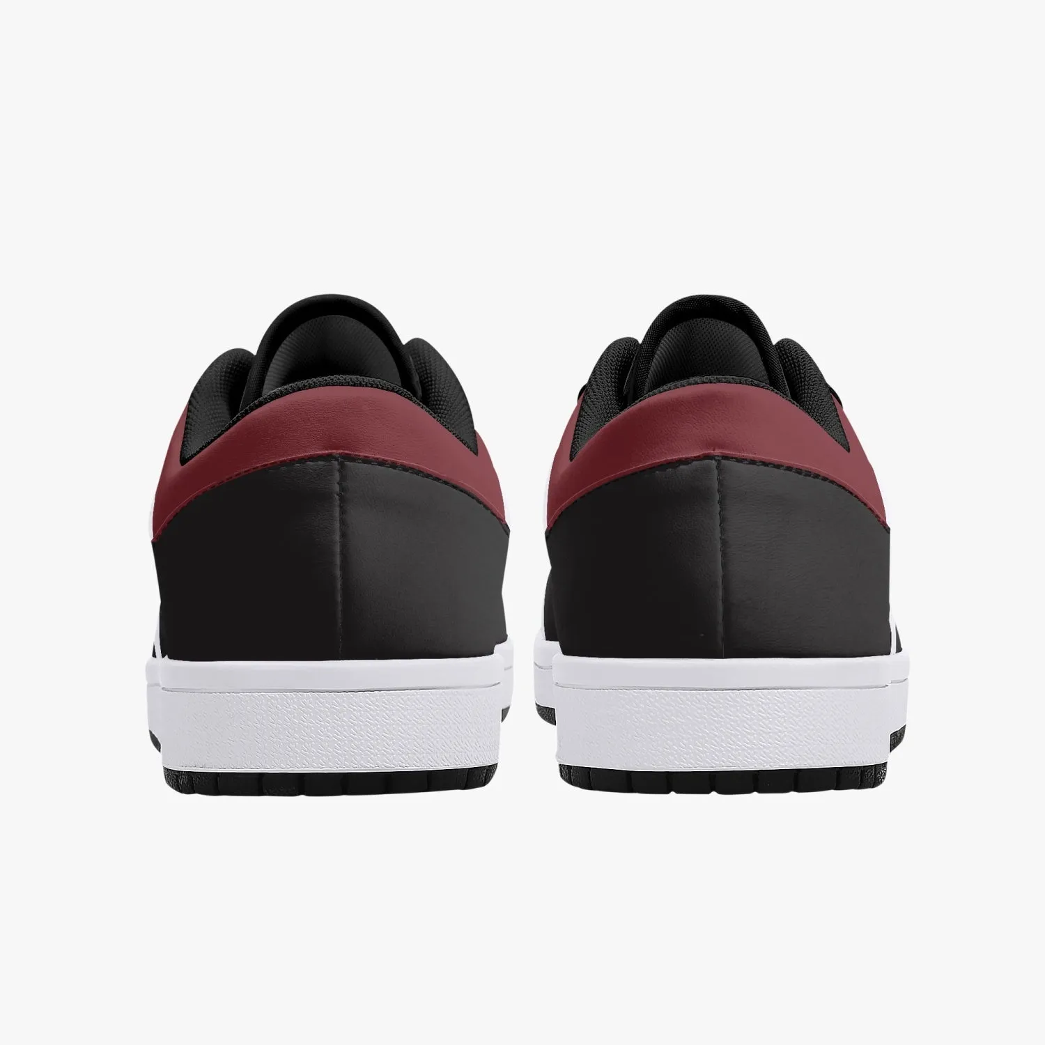 Low-Top Leather Sneakers -Black/Tinto