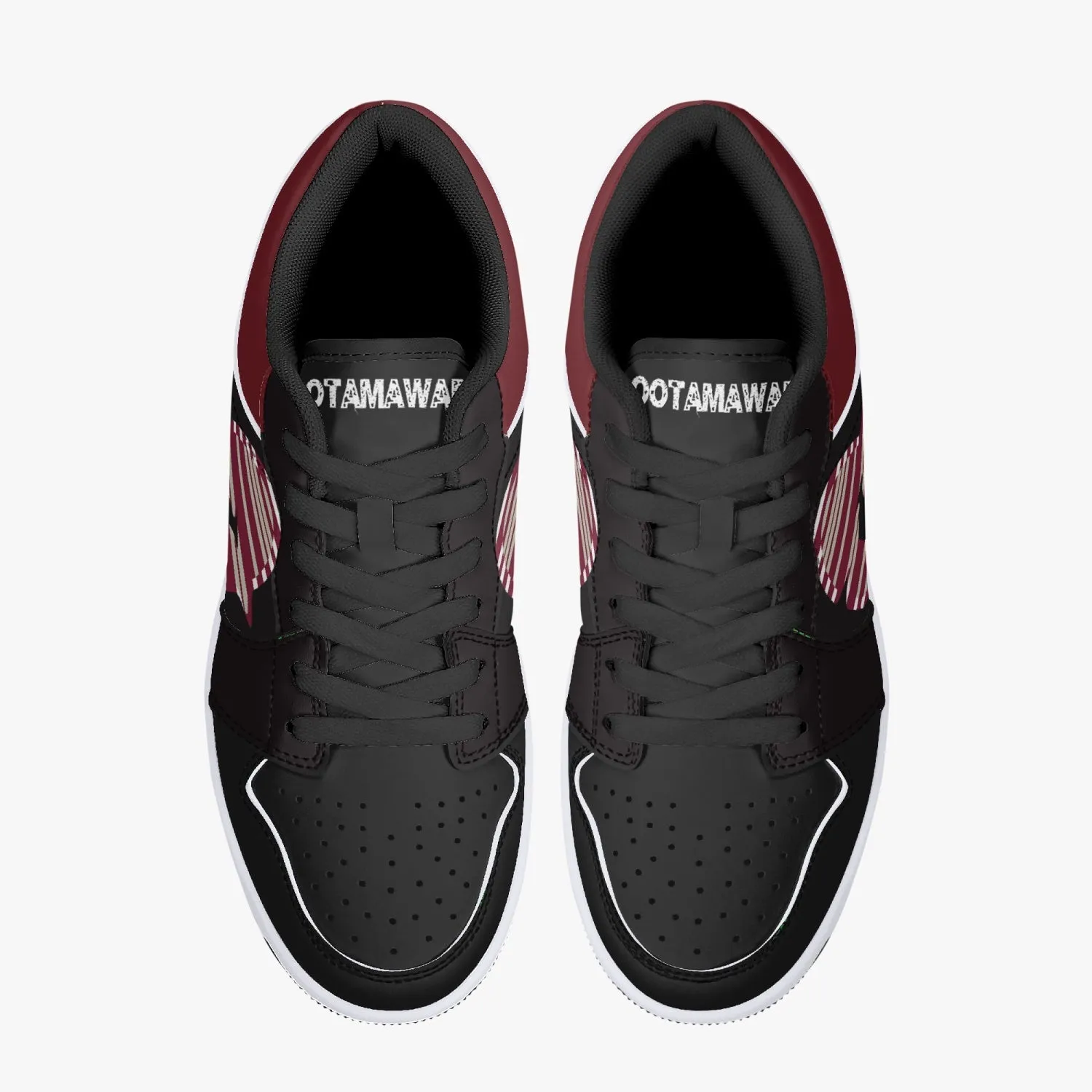 Low-Top Leather Sneakers -Black/Tinto