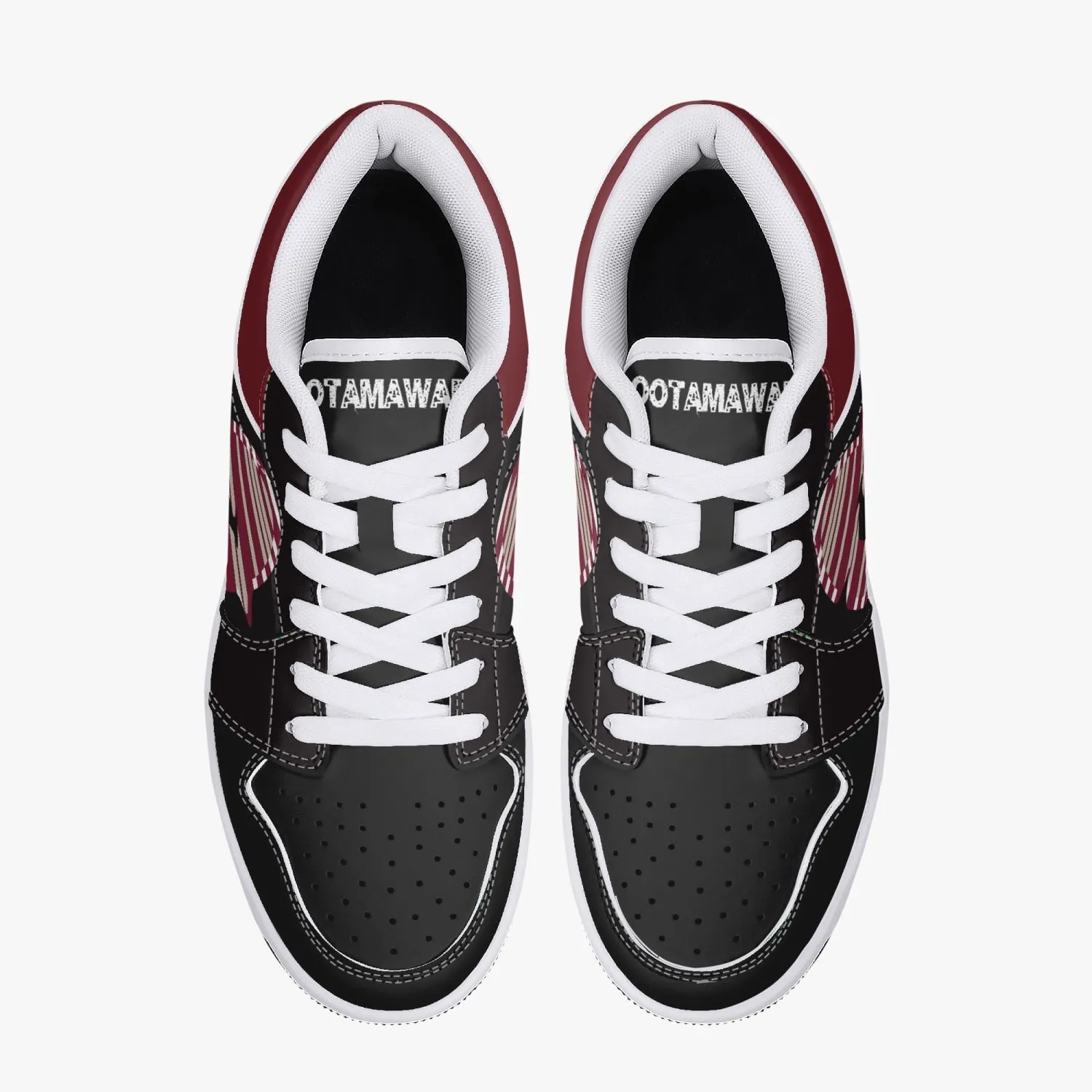 Low-Top Leather Sneakers -Black/Tinto