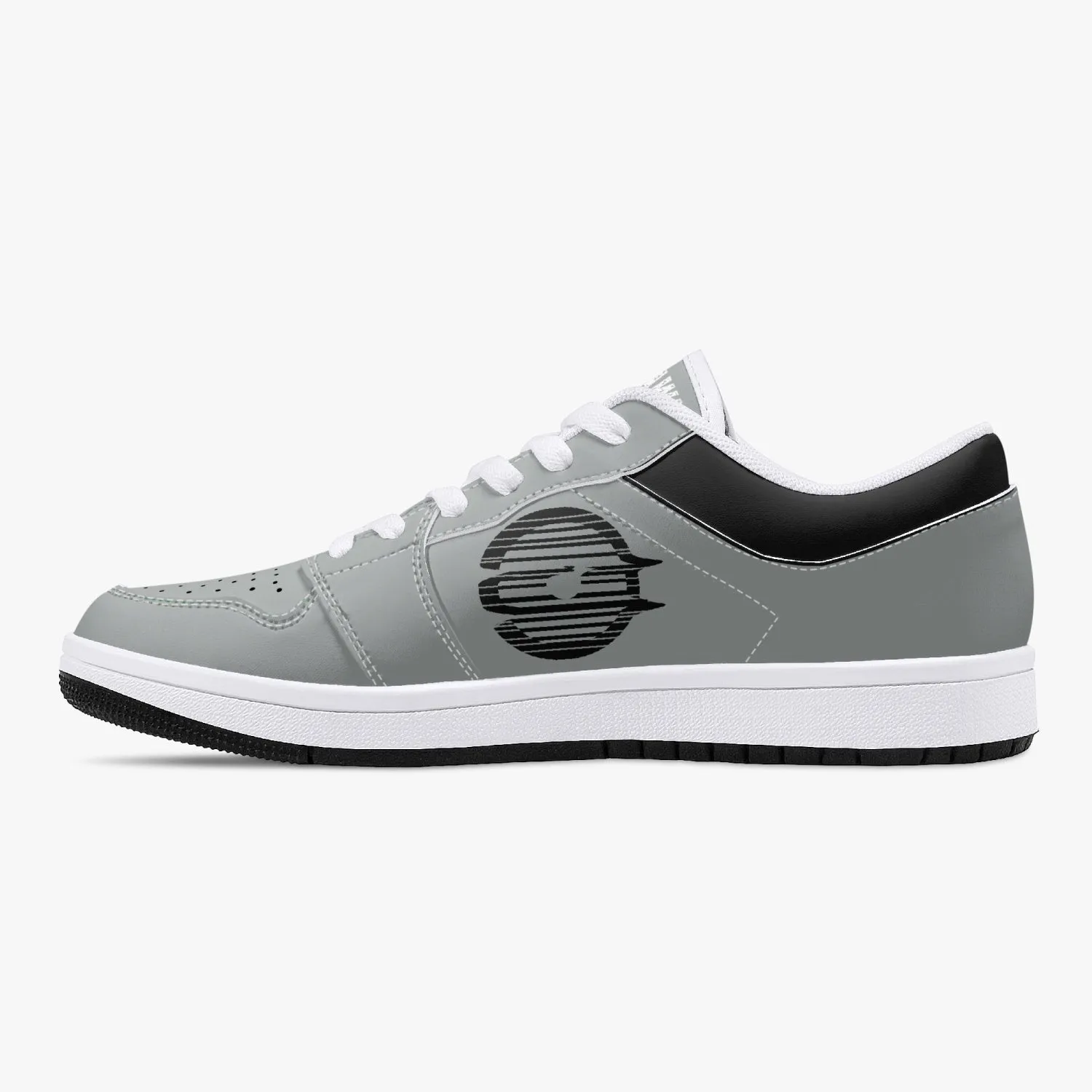 Low-Top Leather Sneakers - Grey/Black