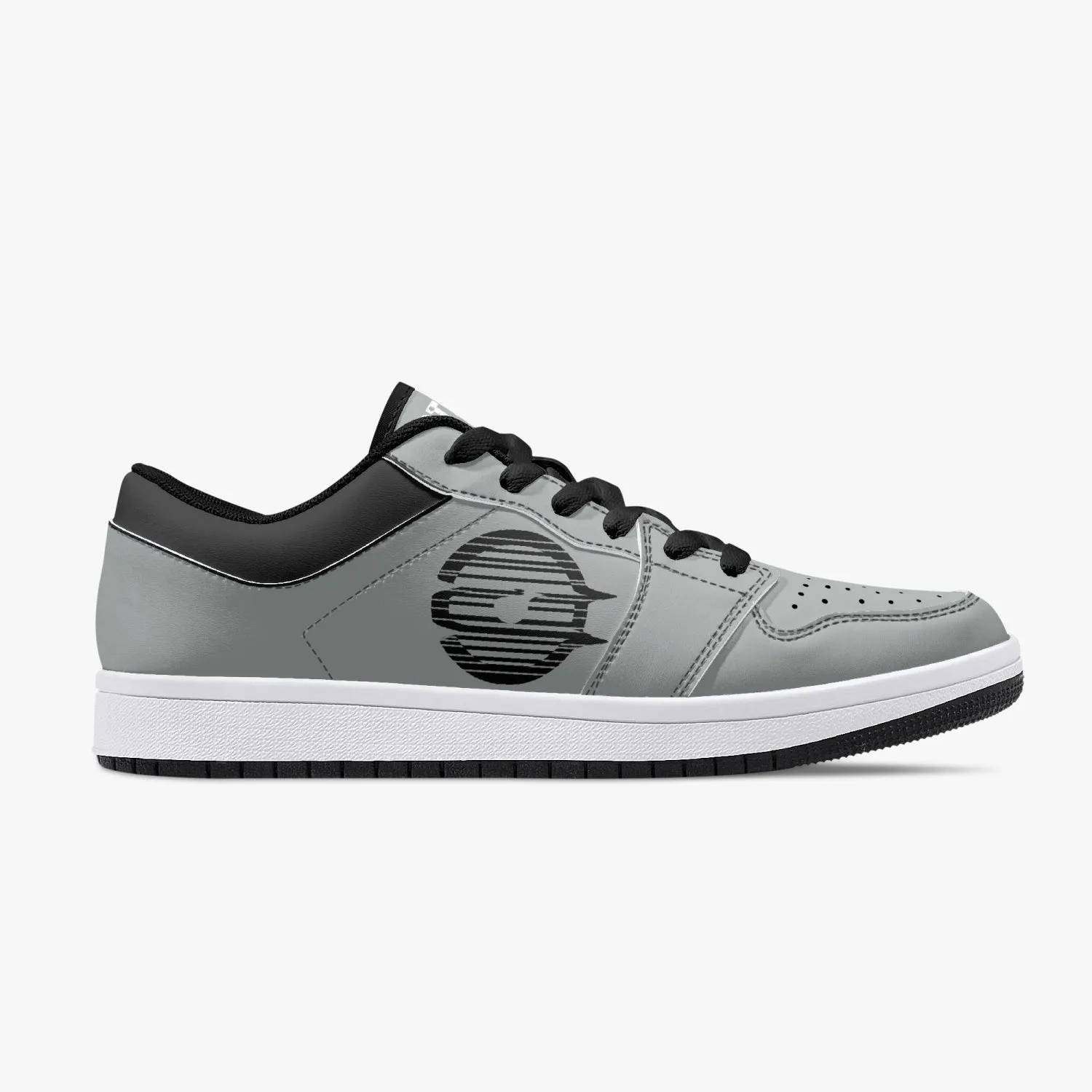 Low-Top Leather Sneakers - Grey/Black