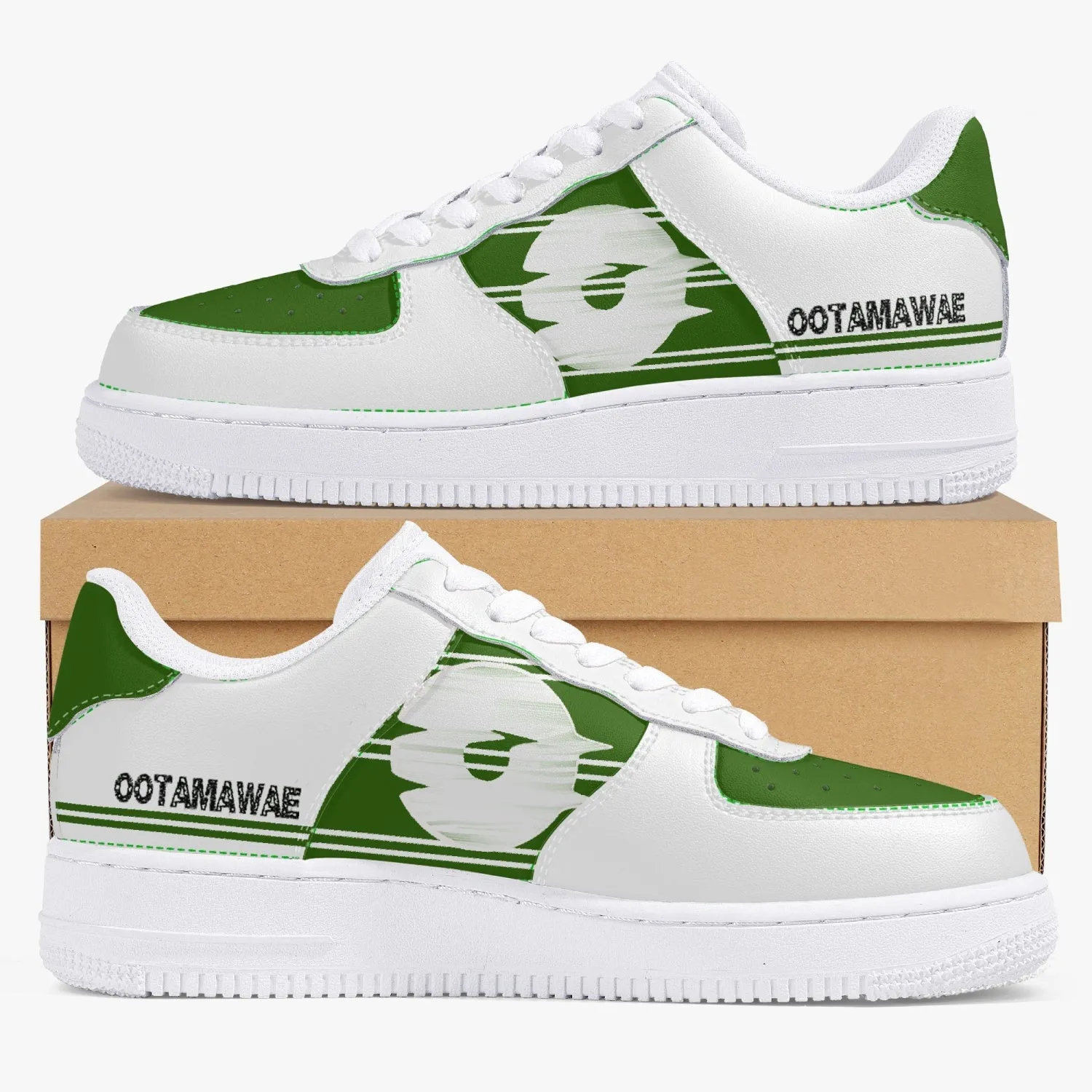 Low Top Leather Sports Sneakers - Green