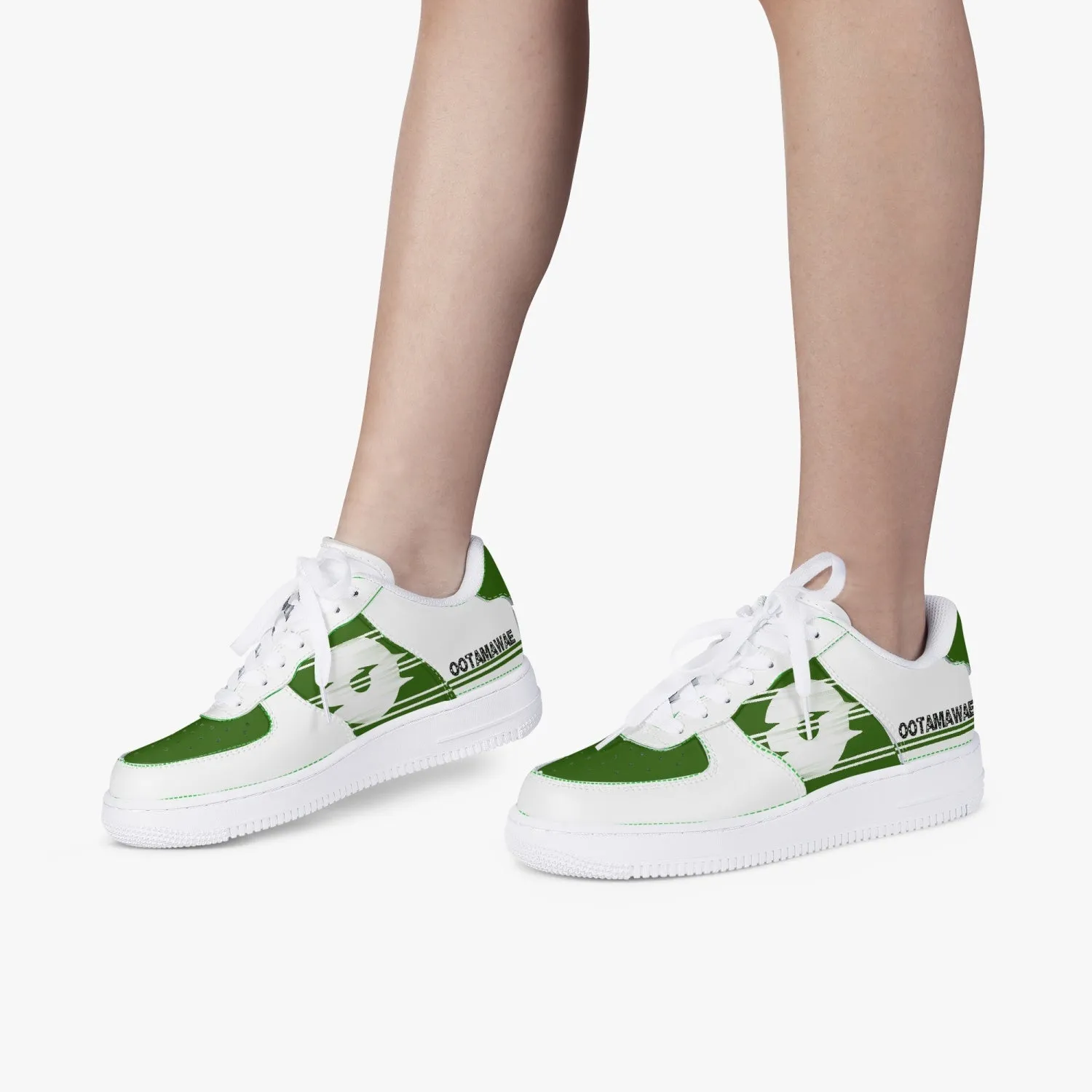 Low Top Leather Sports Sneakers - Green