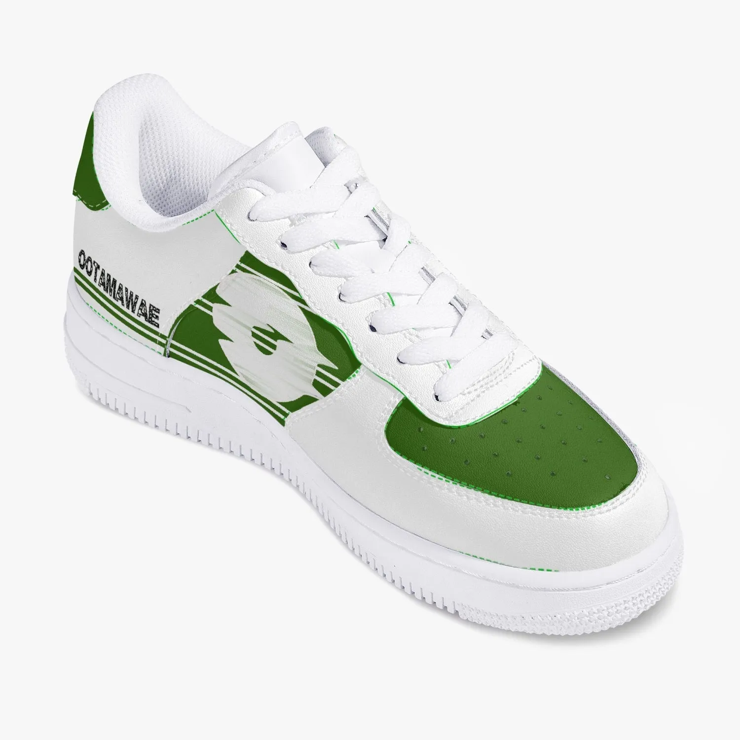 Low Top Leather Sports Sneakers - Green