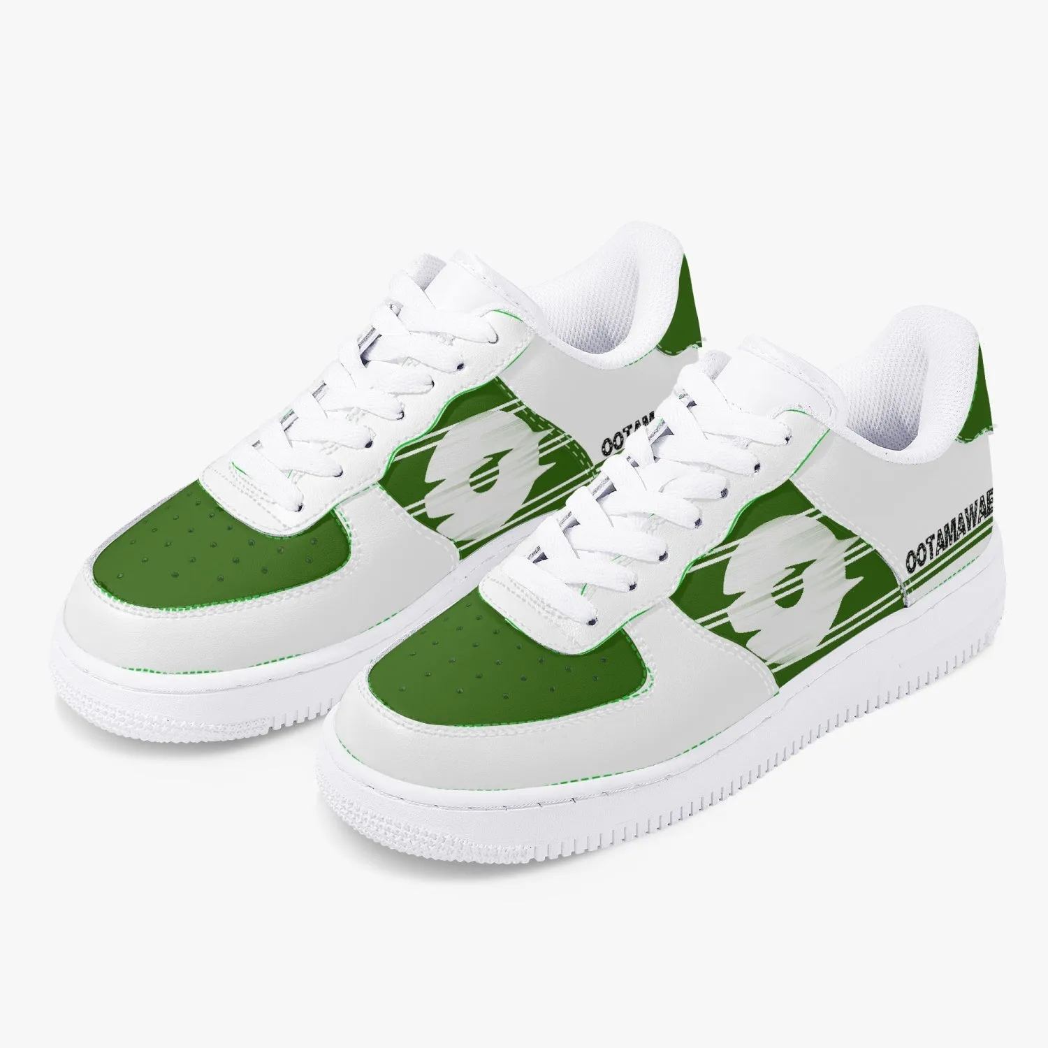 Low Top Leather Sports Sneakers - Green