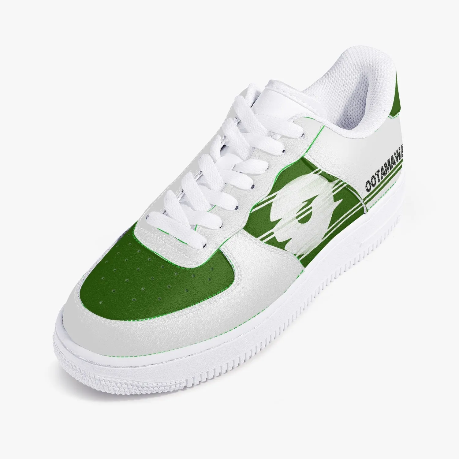 Low Top Leather Sports Sneakers - Green