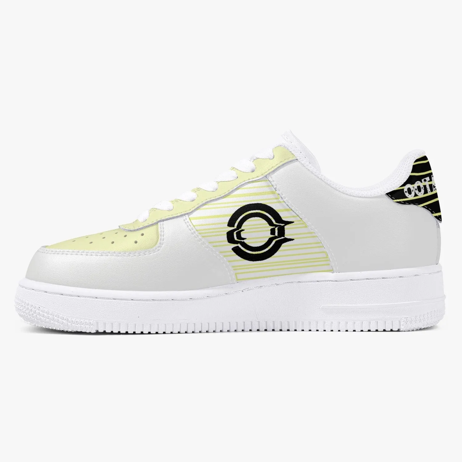 Low-Top Leather Sports Sneakers/ Yellow -Black logo