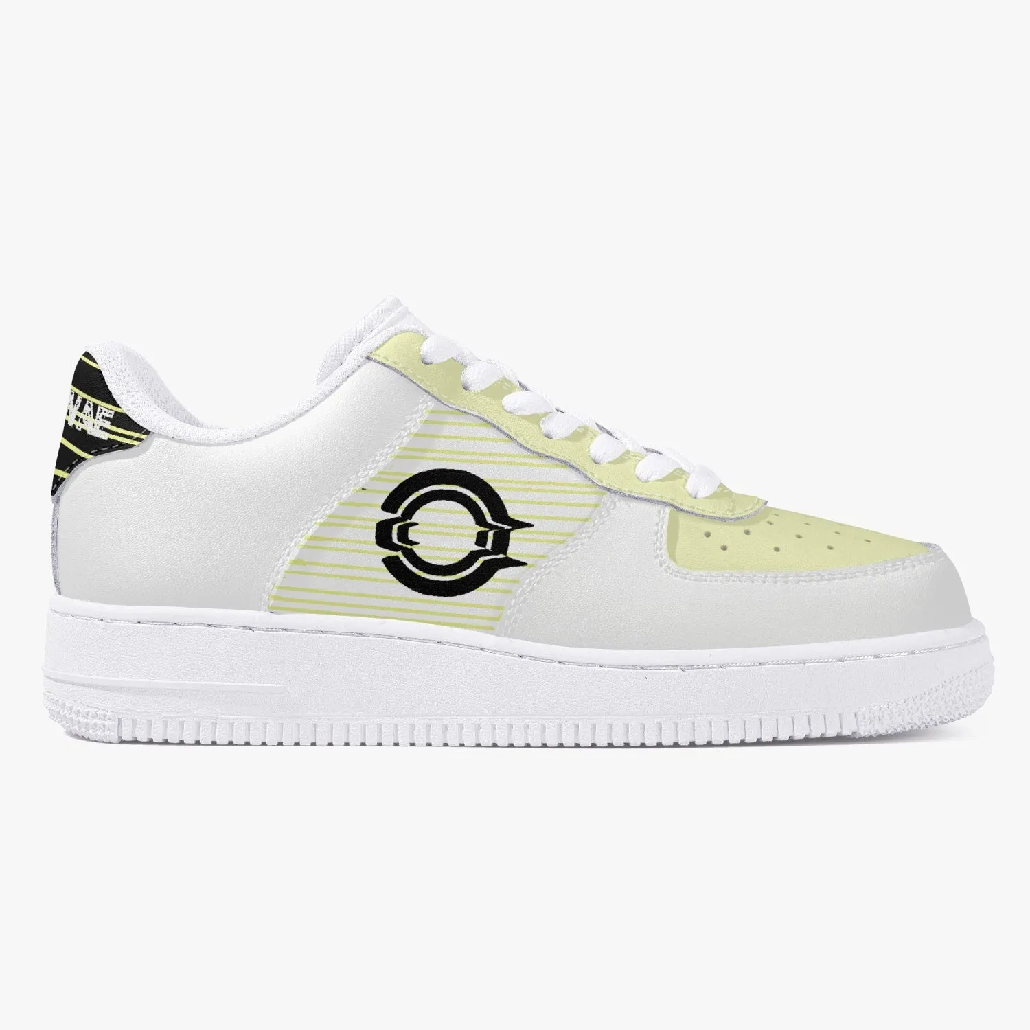 Low-Top Leather Sports Sneakers/ Yellow -Black logo