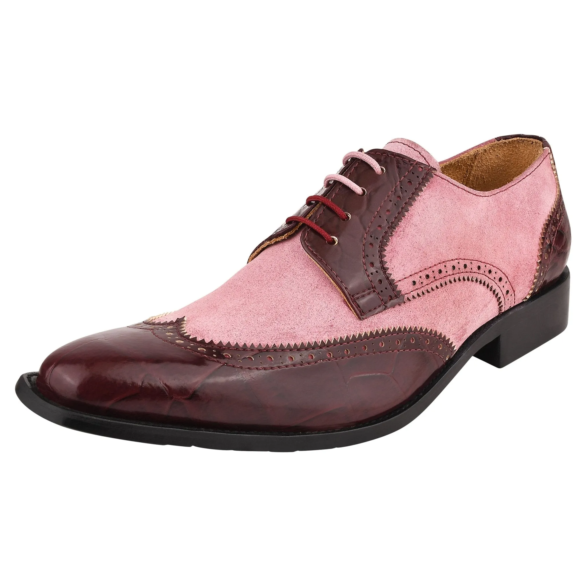 Macon Leather and Suede Crocodile Printed Oxford Dress Shoes