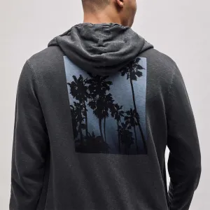 Ombrè Palms Graphic Hoodie - Carbon Pigment/Blue