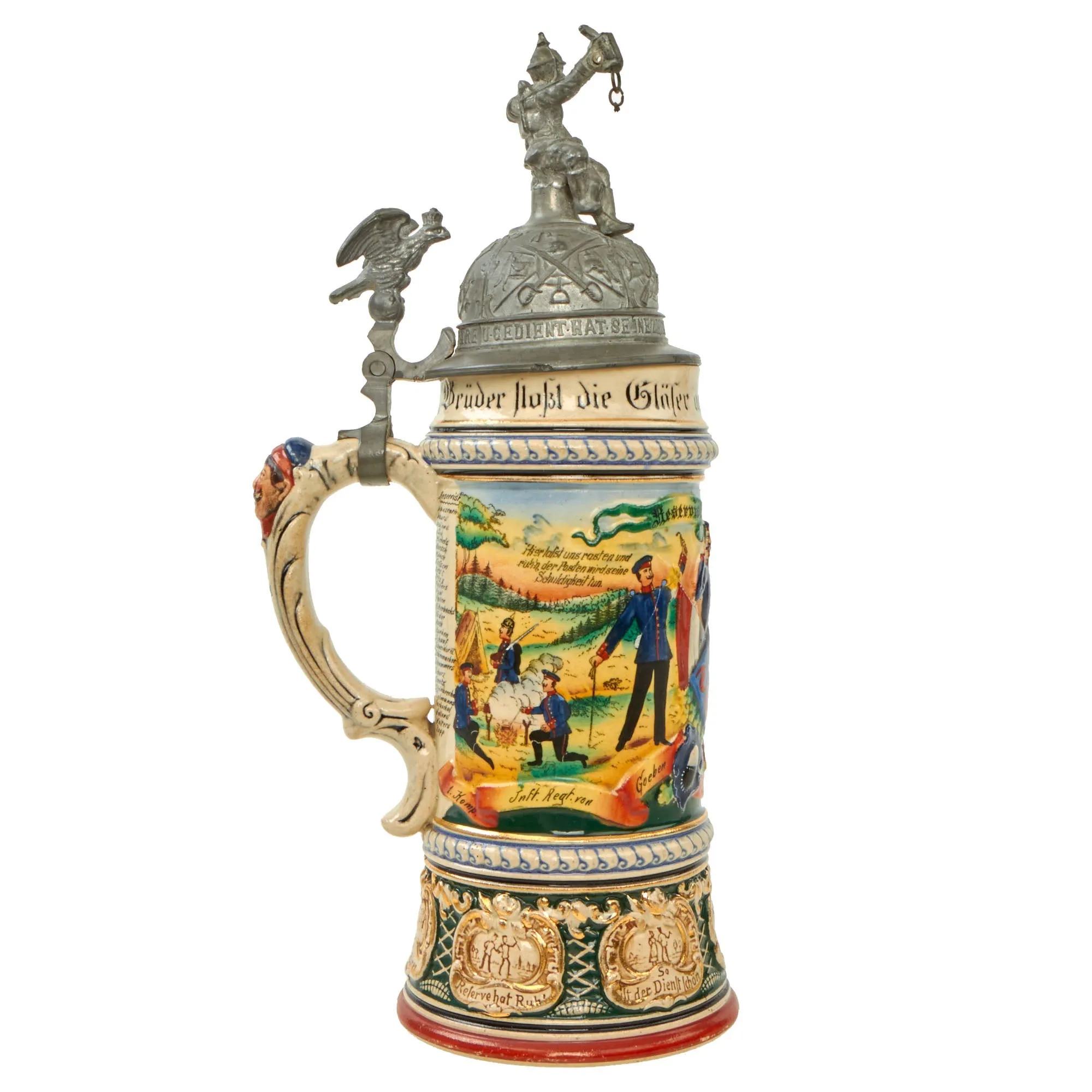 Original Imperial German WWI Era 28th (2nd Rhenish) "von Goeben" Infantry Regiment Reservist Beer Stein - dated 1908-1910