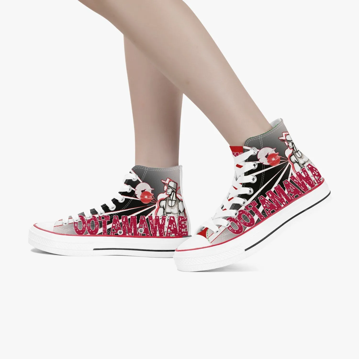 Red Sunset  High-Top Canvas Shoes