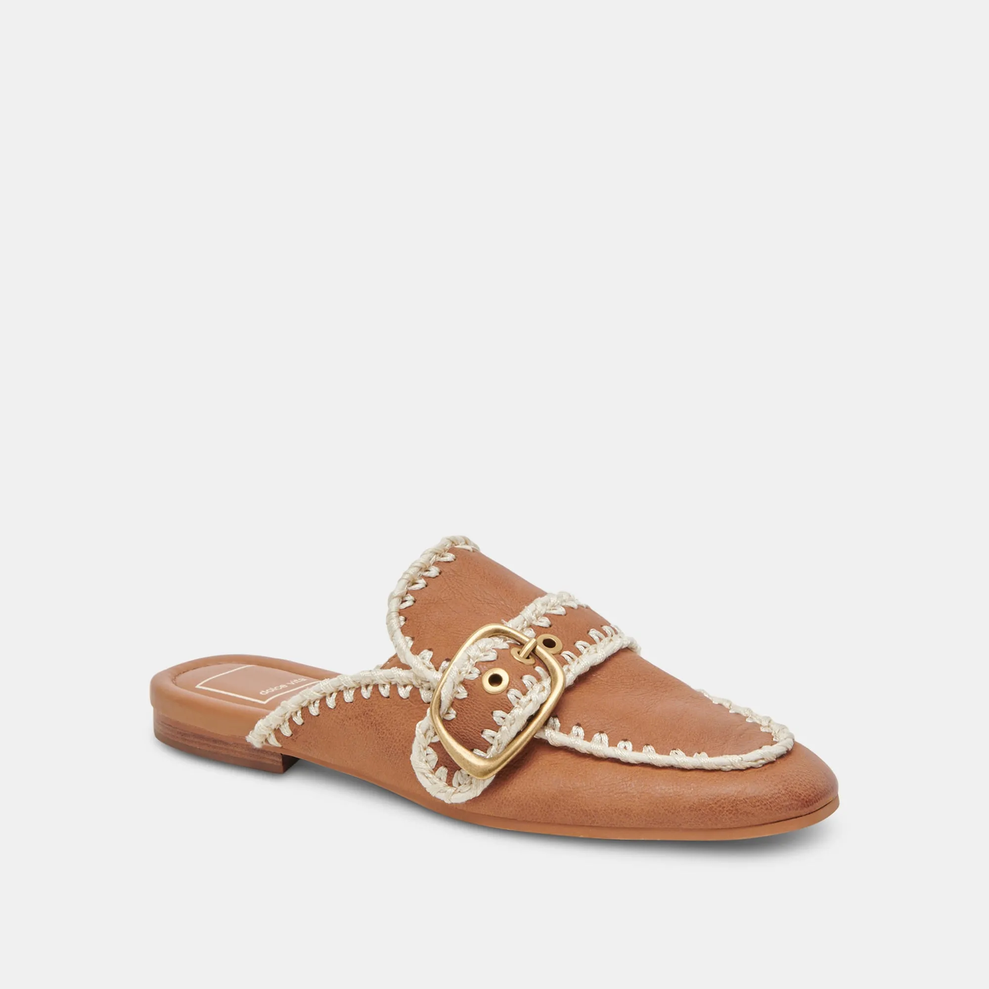 SANTEL STITCH FLATS TAN LEATHER