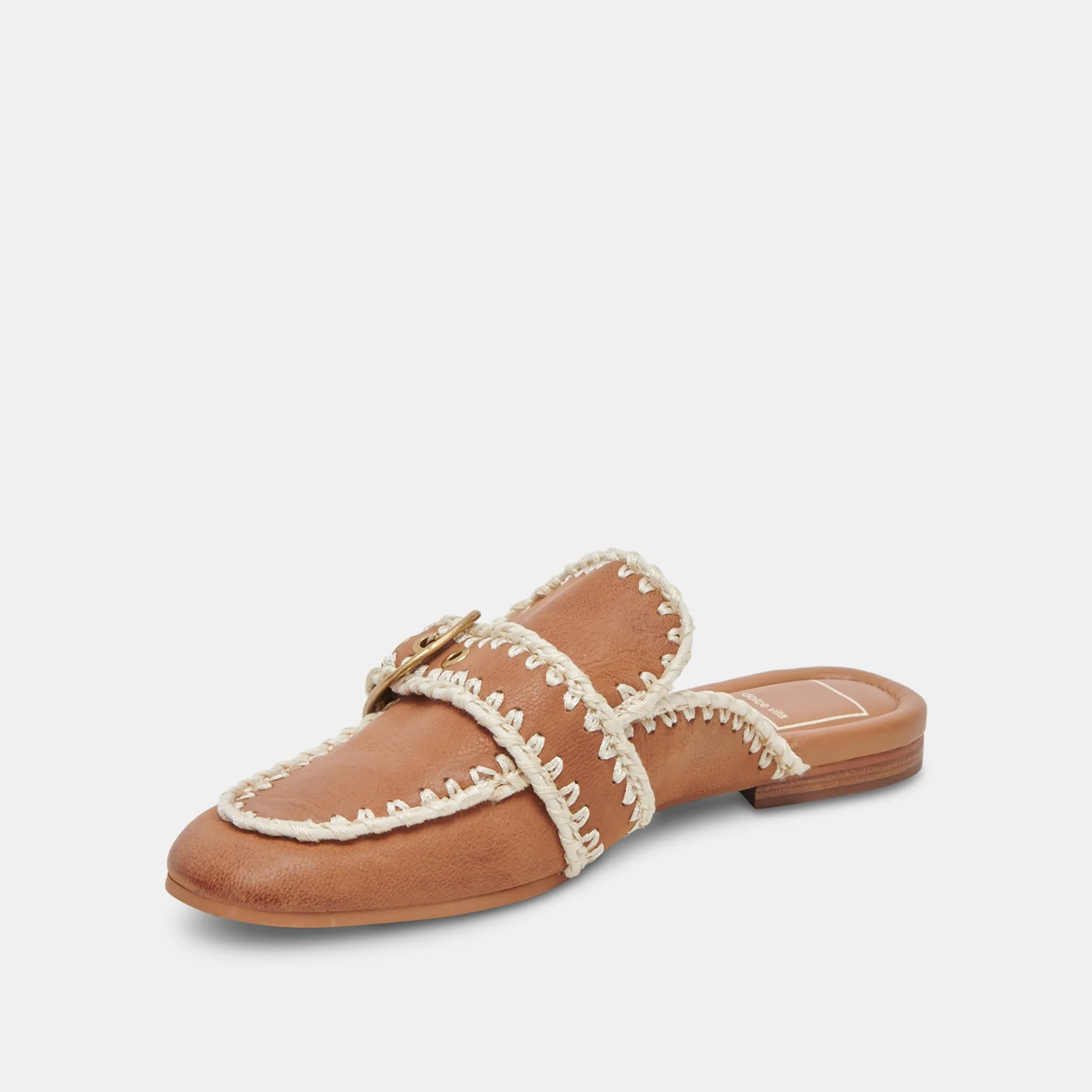 SANTEL STITCH FLATS TAN LEATHER