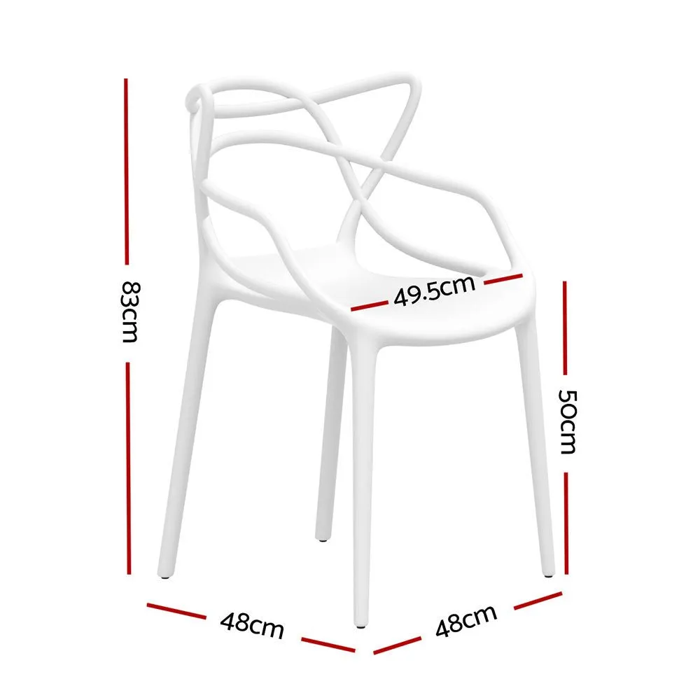 Set of 4 Stackable Outdoor Dining Chairs - White