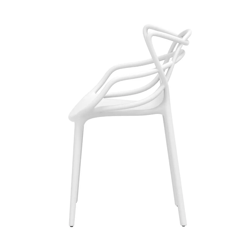 Set of 4 Stackable Outdoor Dining Chairs - White