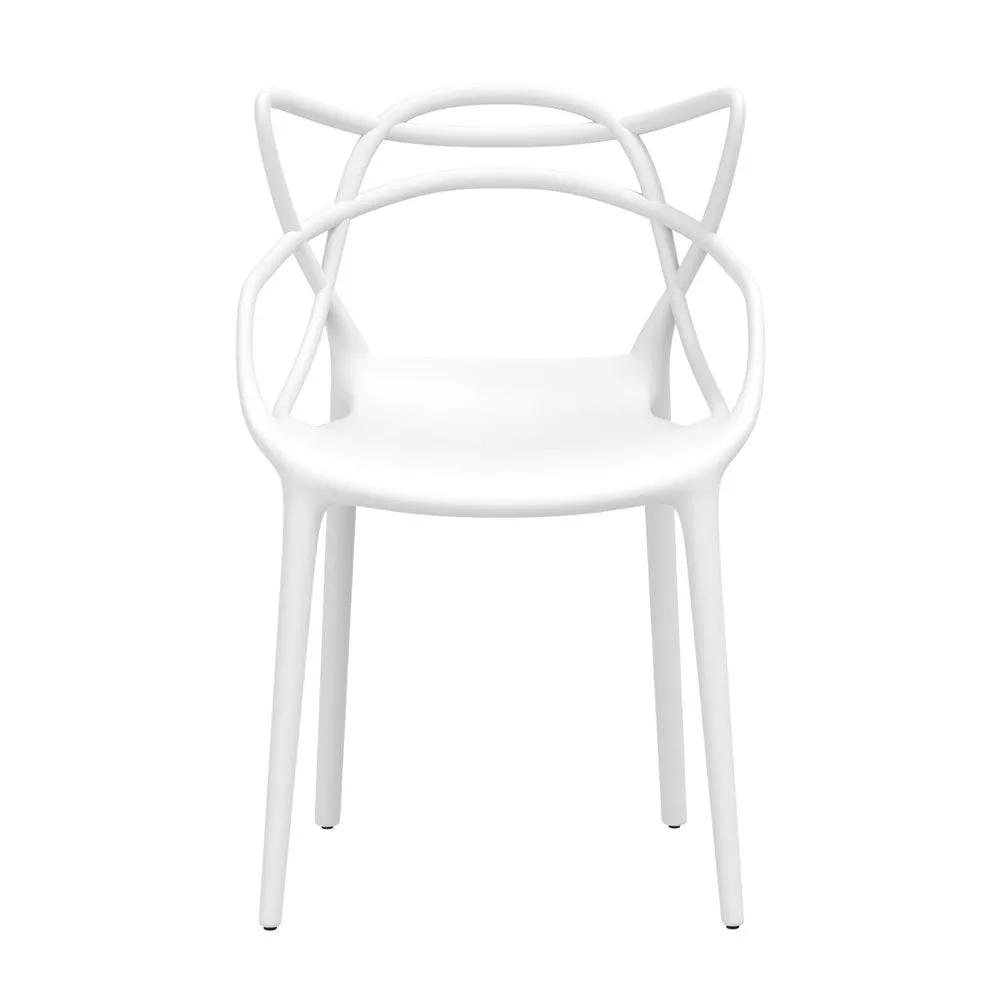 Set of 4 Stackable Outdoor Dining Chairs - White