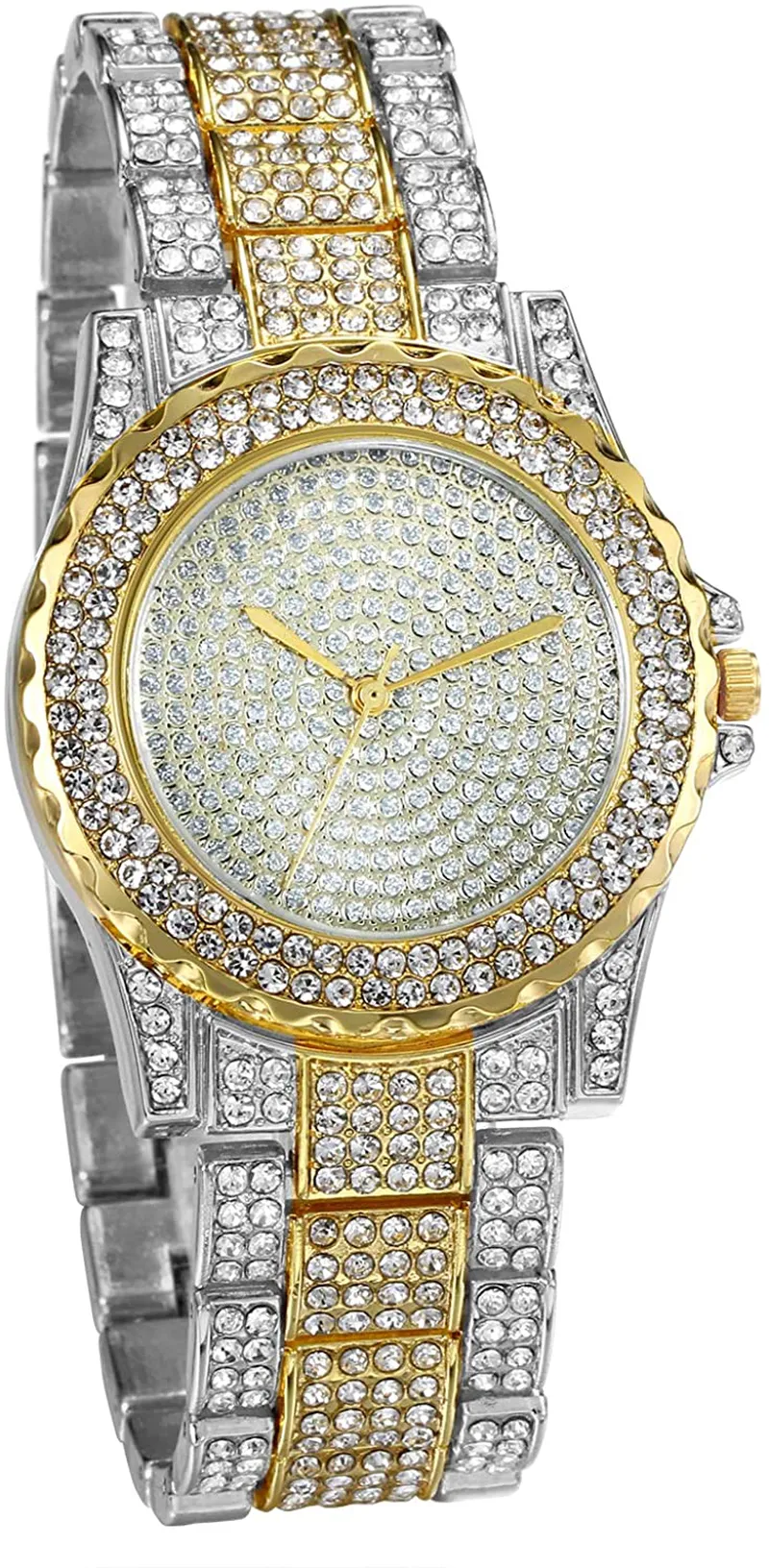 Stylish Rhinestone Round Quartz Watch Silver