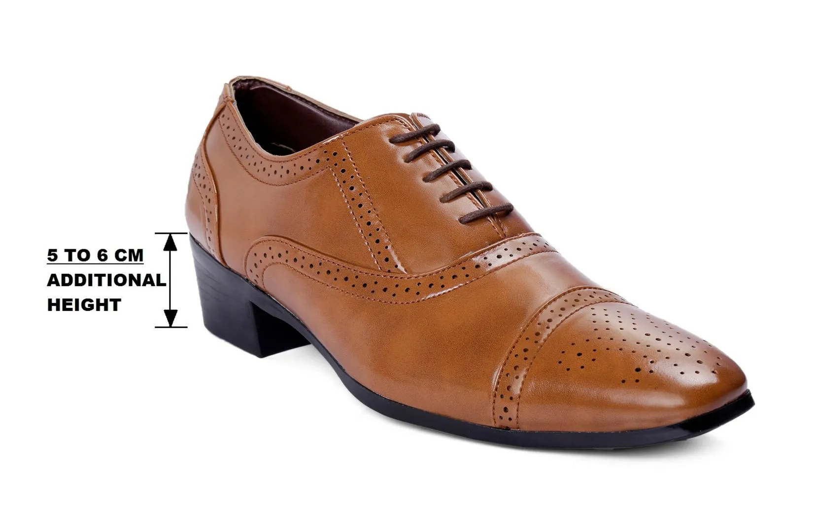 Stylish Tan Faux Leather Lace-up British Semi Brogue Oxford Shoes For Men