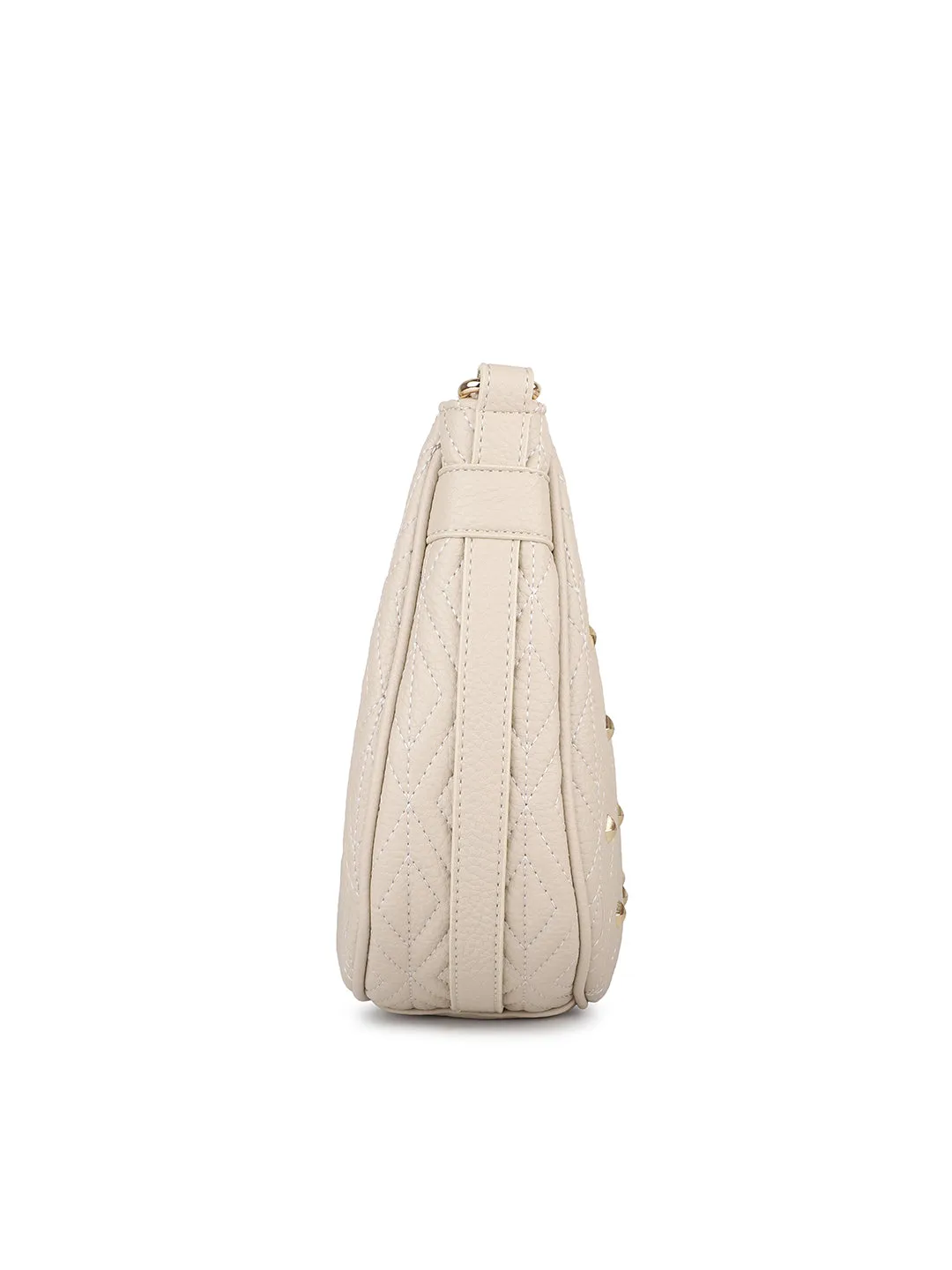 Women Beige Quilted Shoulder Bag